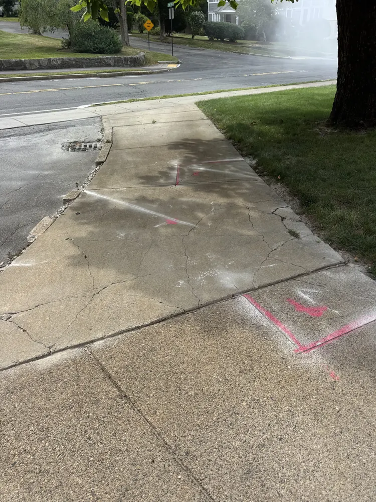 Sidewalk and driveway edge before repair