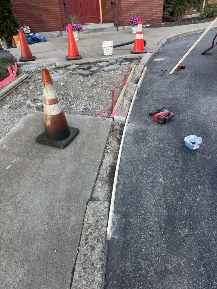 Fresh concrete edge during installation