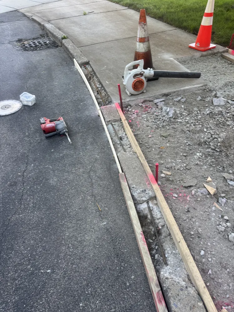 Curb and walkway preparation work